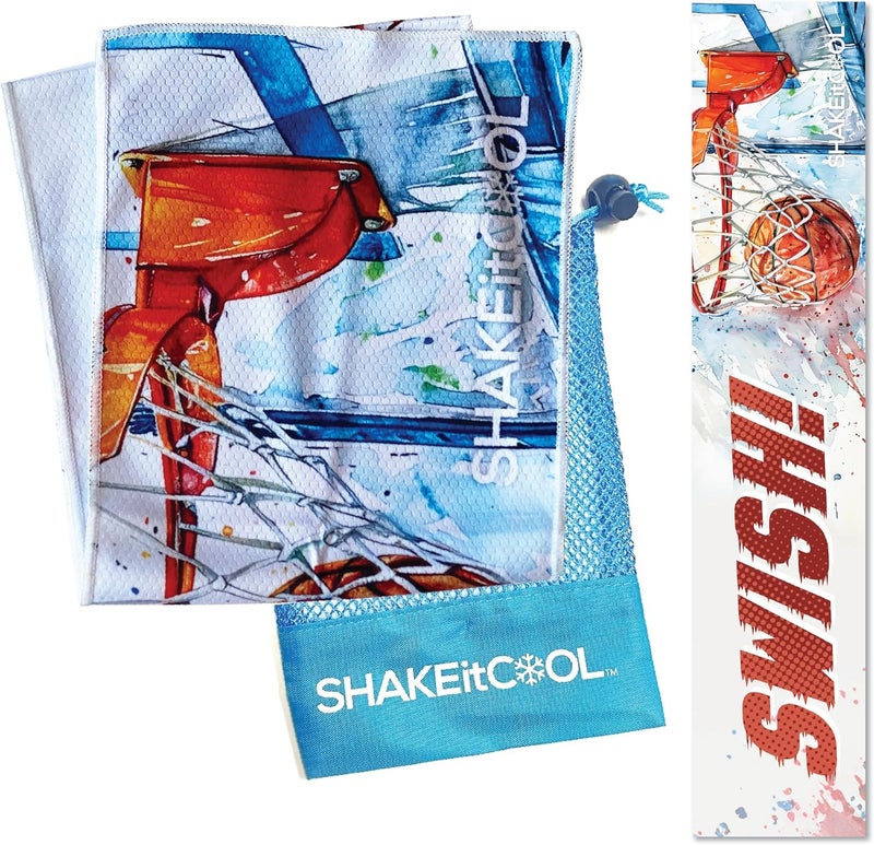 SHAKEitCOOL Original Cooling Towel – Be Cool in Style - Heat Relief, Soft, Lightweight, Sun Protection, Easy Clean - Perfect for Biking, Running, Yoga, Gym, Gardening - Basketball - Image 1